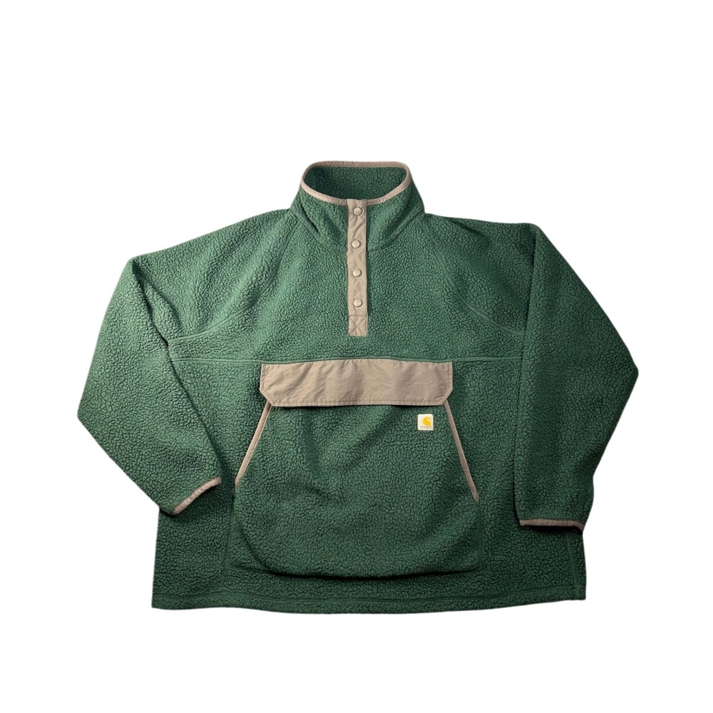 Carhartt Women's Sherpa Fleece Pullover Green 2X Quarter Snap Gorpcore Utility